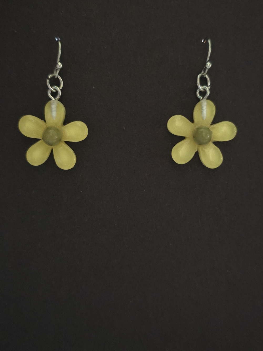 Yellow Flower Drop Earrings - Unbranded